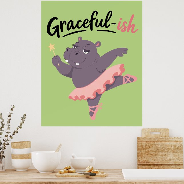 Poster Bailarina Hipopótamo Graciosa-ish (Cozinha)