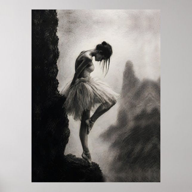 Poster Bailarina na Borda do Penhasco Arte Dramática Mono (Frente)
