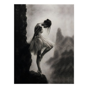 Póster Bailarina na Borda do Penhasco Arte Dramática Mono