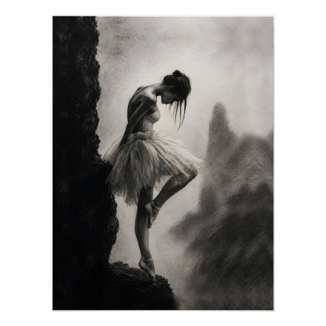 Póster Bailarina na Borda do Penhasco Arte Dramática Mono (Frente)