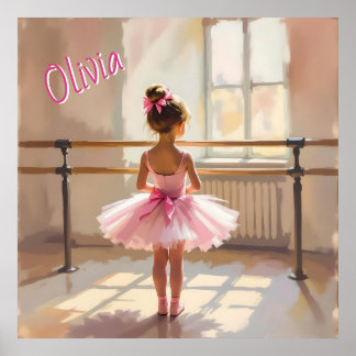 Poster Bailarina Personalizada com tema de Ballet em Rosa