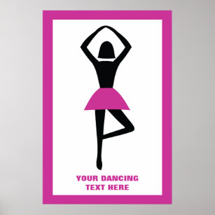 Poster bailarina preta, rosa quente, costume