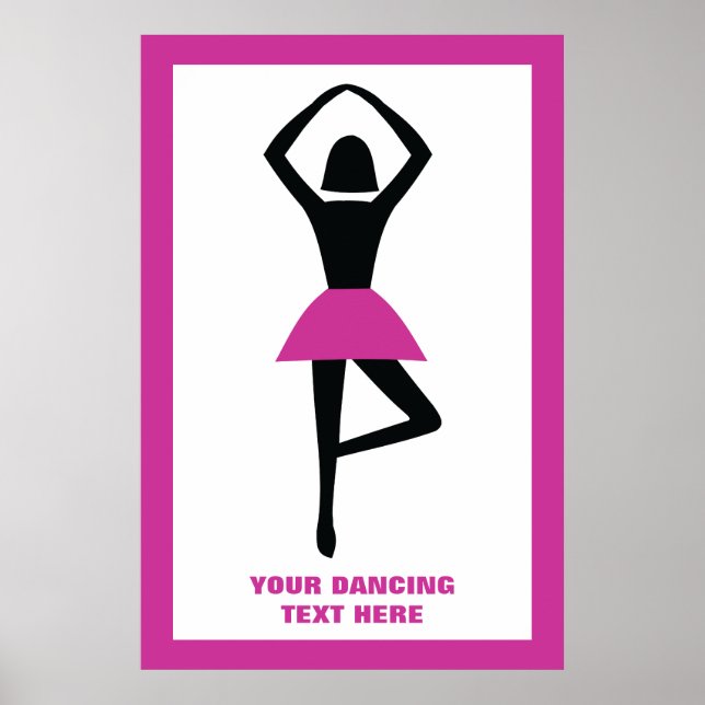 Poster bailarina preta, rosa quente, costume (Frente)