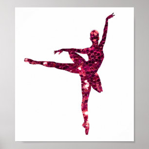 Poster Bailarina Sparkly cor-de-rosa