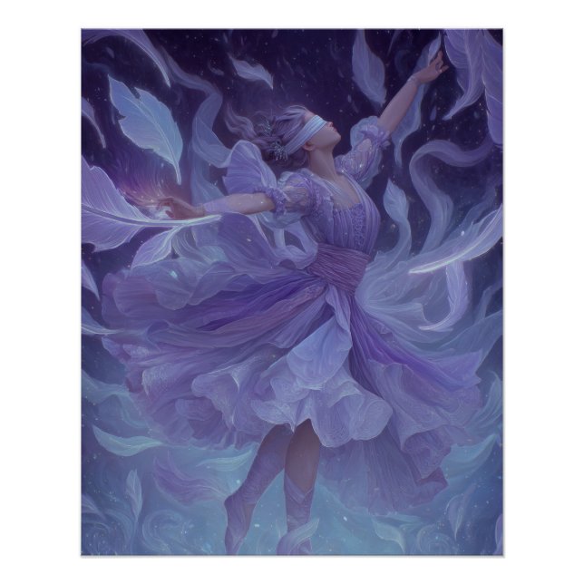 Póster Bailarina Violeta Etérea em Movimento de Sonho (Frente)