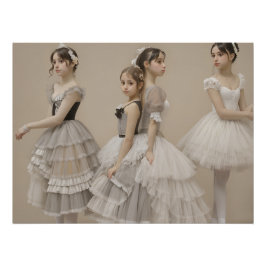 Póster Bailarinas con trajes románticos