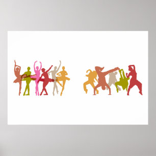 Poster Bailarinas e dançarinos coloridos de Hip Hop