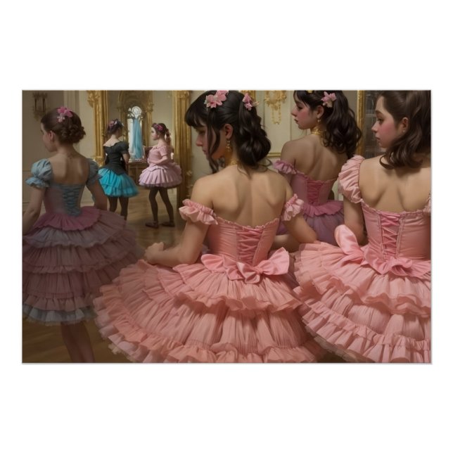 Póster Bailarinas en una gran sala de estilo rocóco (Frente)