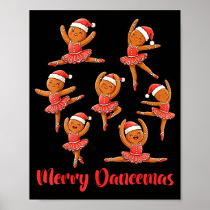 Poster Bailarino de Ballet Feliz Natal Gingerbread Profes