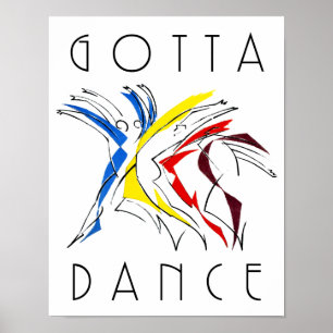 Póster Bailarinos Abstratos Dançando - Arte para Amantes 