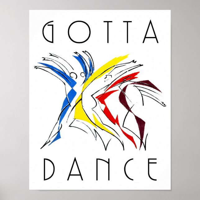 Póster Bailarinos Abstratos Dançando - Arte para Amantes  (Frente)