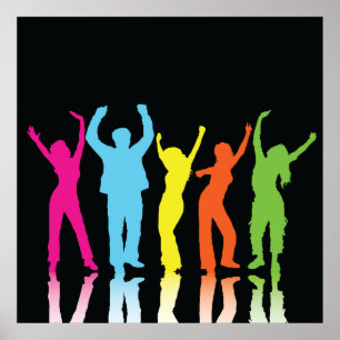 Poster Bailarinos Coloridos Dançando Ao Redor