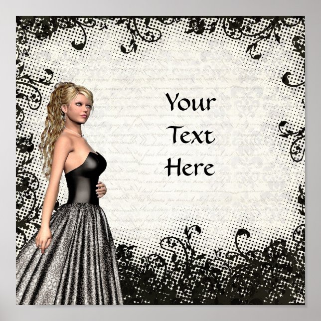 Póster Baile de formatura de vestido preto (Frente)