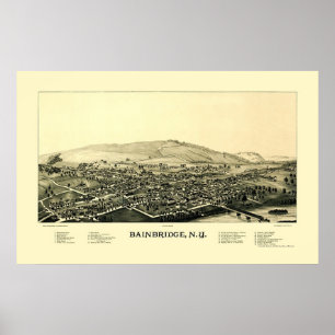 Poster Bainbridge, Mapa Panorâmico NY - 1889