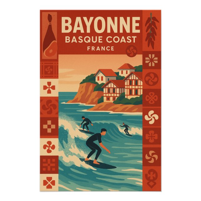 Póster Baiona — Costa Basca Francesa (Frente)