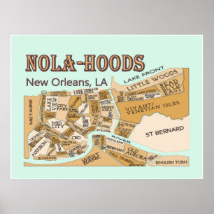 Póster Bairros de Nova Orleans, NOLA-HOODS