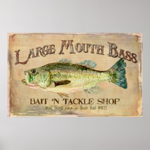Póster Bait de Bass Grande em Tackle Decor de Lago