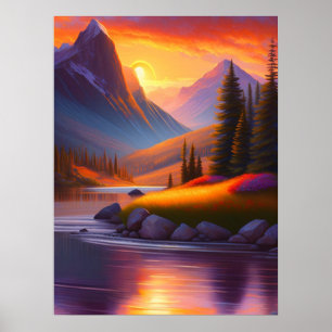 Poster Baixamento digital em paisagem solar vibrante