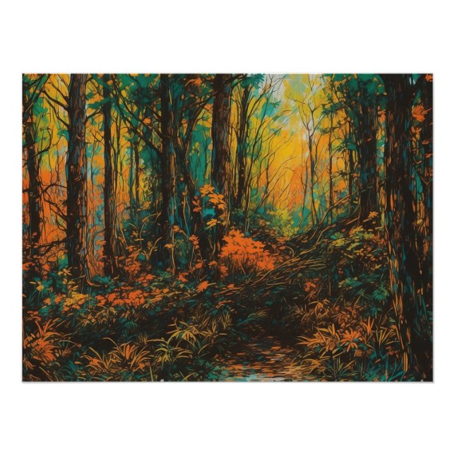 Póster Baixamento Digital na Paisagem da Floresta Natural (Frente)