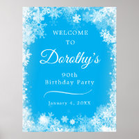 Baixável 90 Birthday Snowflake Blue Welcome