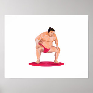 Póster Baixo polígono da ocupa japonesa do lutador do