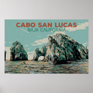 Poster Baja California Cabo San Lucas, México Cartão post
