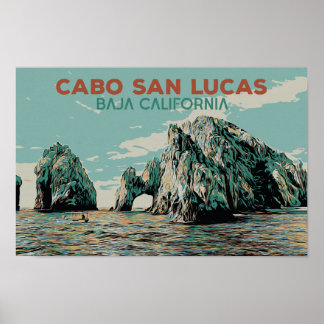 Poster Baja California Cabo San Lucas, México Cartão post