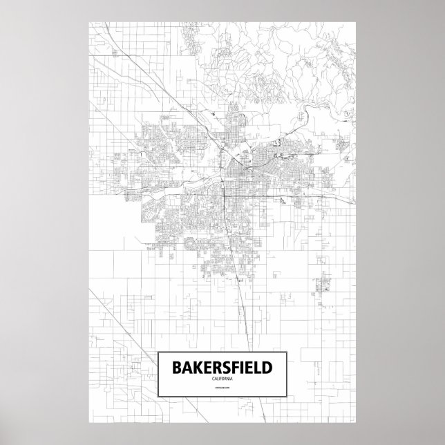 Póster Bakersfield, Califórnia (preto em branco) (Frente)