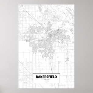 Póster Bakersfield, Califórnia (preto no branco)