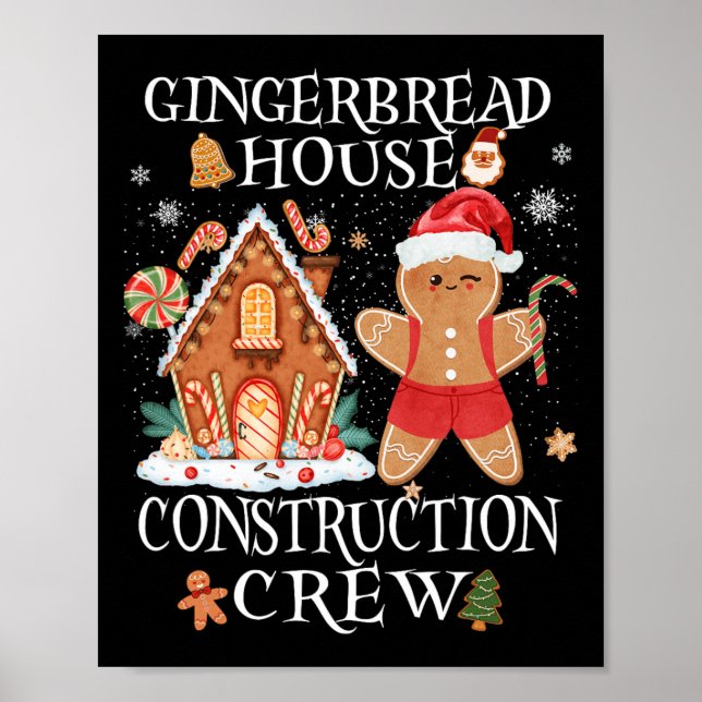 Poster Baking Xmas Gingerbird House Construção Crew De (Frente)