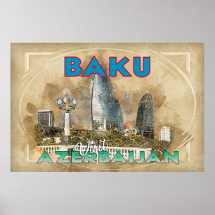 Poster Baku, Visite Azerbaijão, da série Visita...