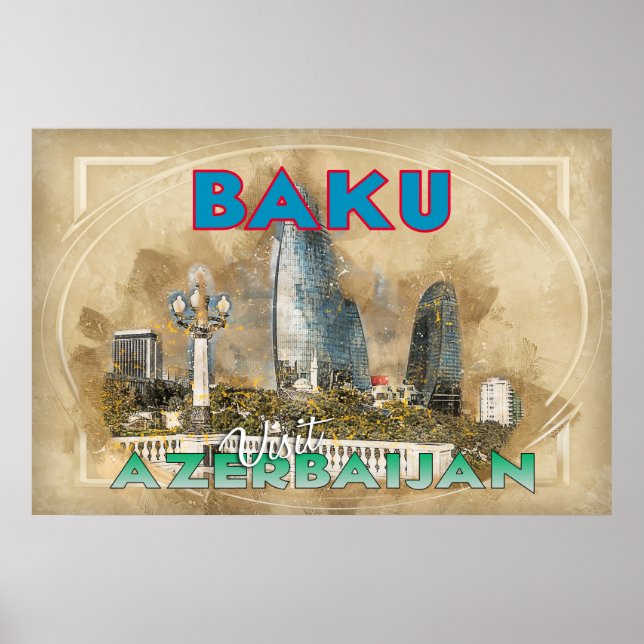 Poster Baku, Visite o Azerbaijão (Frente)