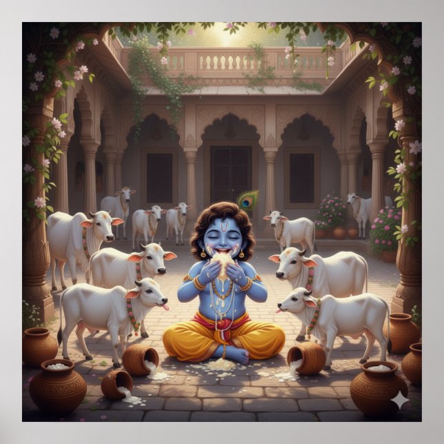 Poster Bala Krishna Brilhante e Jovial Comendo Manteiga (Frente)