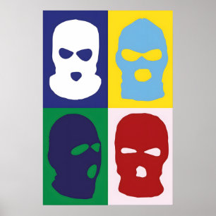 Poster Balaclava Japonês Abstrato Bauhaus Fórmula Moderno
