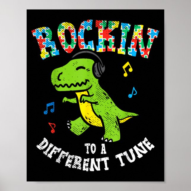 Poster Balançando Ao Ritmo Diferente Dança T-rex Autismo  (Frente)