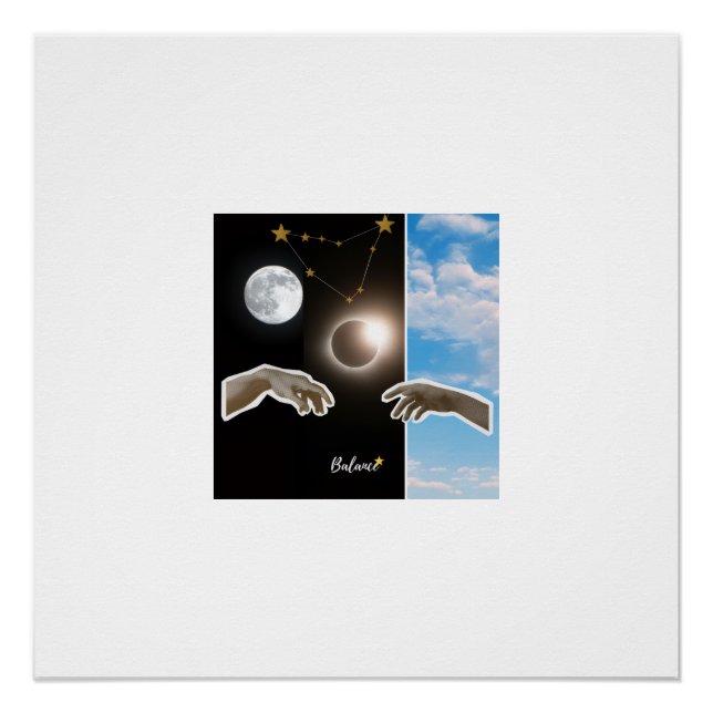 Póster Balance Astrology Eclipse and Moon Surreal Poster (Frente)