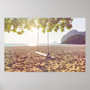 Poster Balanço na praia no por do sol
