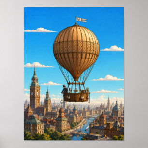 Poster Balão Científico Montgolfier Sobre Londres