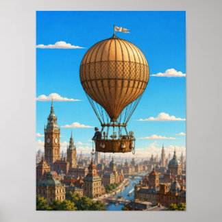 Poster Balão Científico Montgolfier Sobre Londres