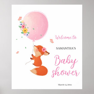 Poster Balão cor-de-rosa com sinal de boas-vindas ao chá