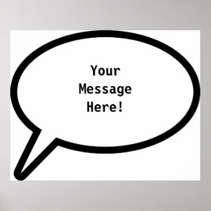 Poster Balão da palavra, YourMessageHere!