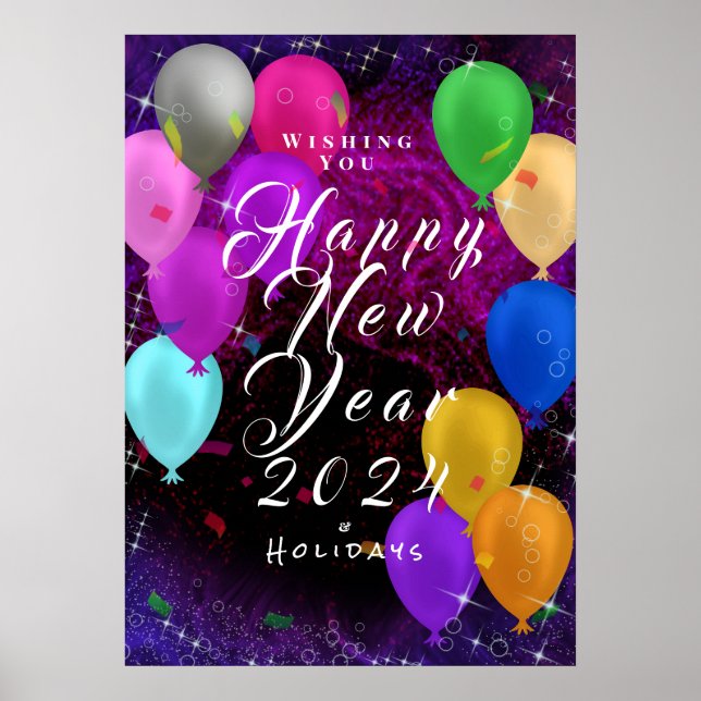 Poster Balão de Ano Novo Feliz (Frente)