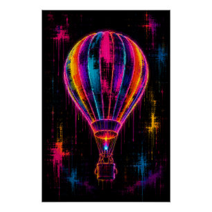 Póster Balão de Ar Neon Quente