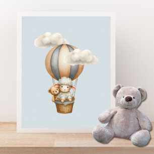 Poster Balão de Ar Quente com Cordeiro e Teddy