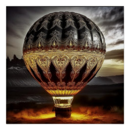 Póster Balão de Ar Quente com Intrincado Design Barroco