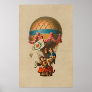 Póster Balão de ar quente de bandeira cardíaca