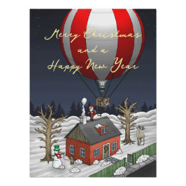 Póster Balão de Ar Quente do Papai Noel
