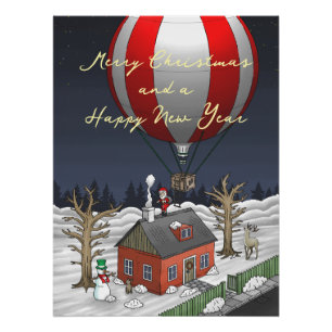 Póster Balão de Ar Quente do Papai Noel