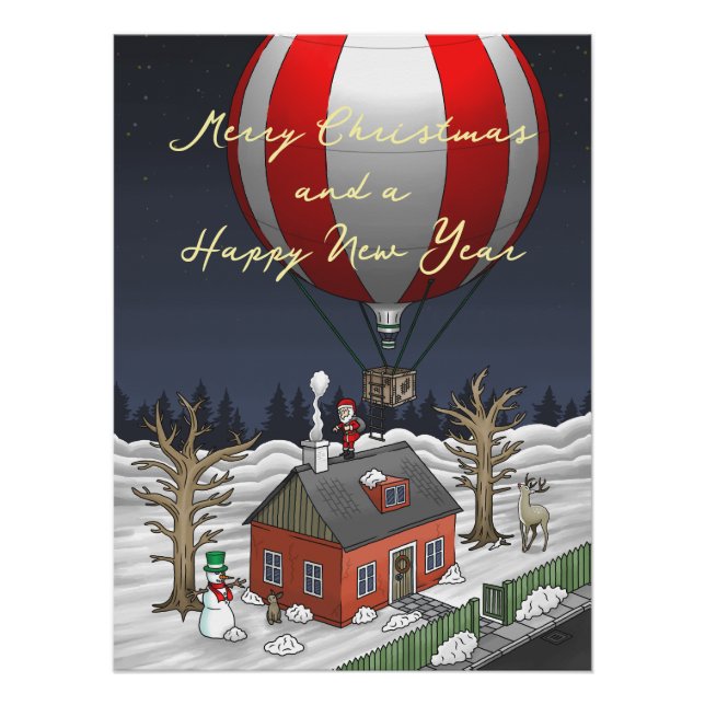 Póster Balão de Ar Quente do Papai Noel (Frente)