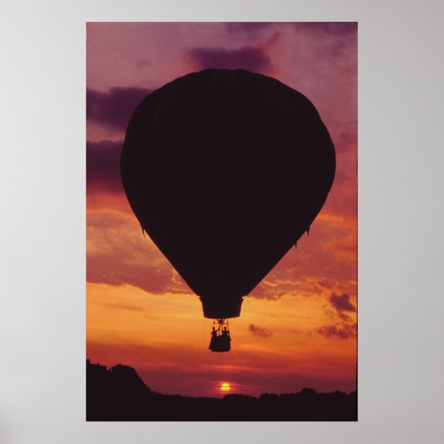 Póster Balão de ar quente e Sunset - (Frente)